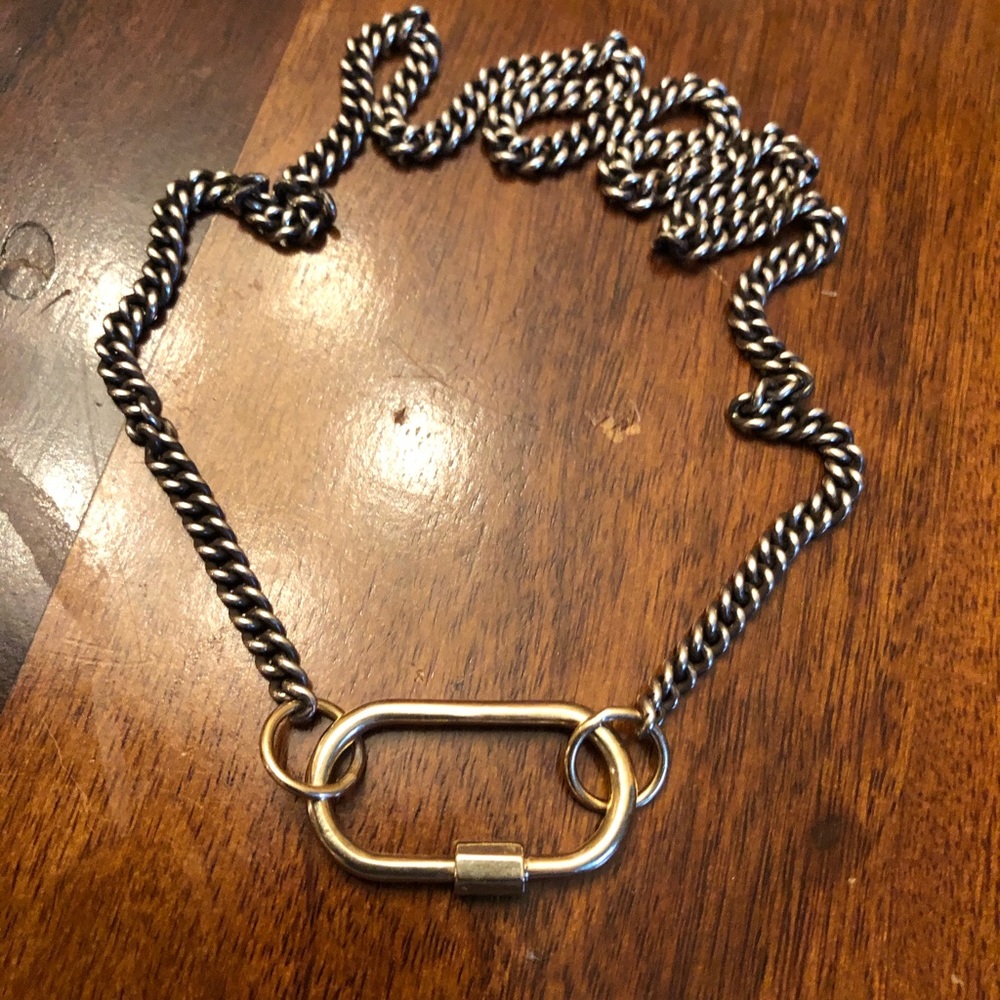 14k Gold Caribiner Lock w/ Curb Necklace